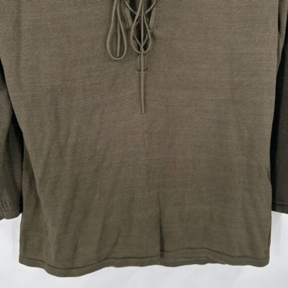VTG Y2K Banana Republic Silk Lace up Olive Green Sweater Peasant Cottage Medium - Picture 6 of 10